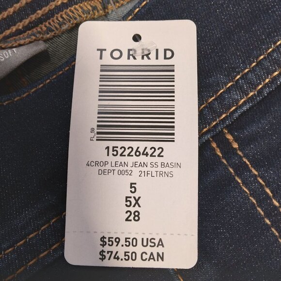 Torrid High Rise Cropped Lean Jean Super Soft Dark Wash Size 5X. NWT - Picture 9 of 13